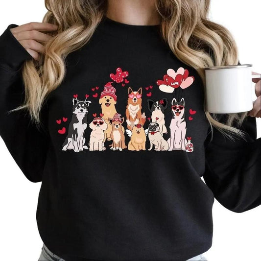 Dog Mama Sweatshirt, Valentine Lovely Dog Sweatshirt for Women T-Shirts, Hoodie | InkThreadWorks.com