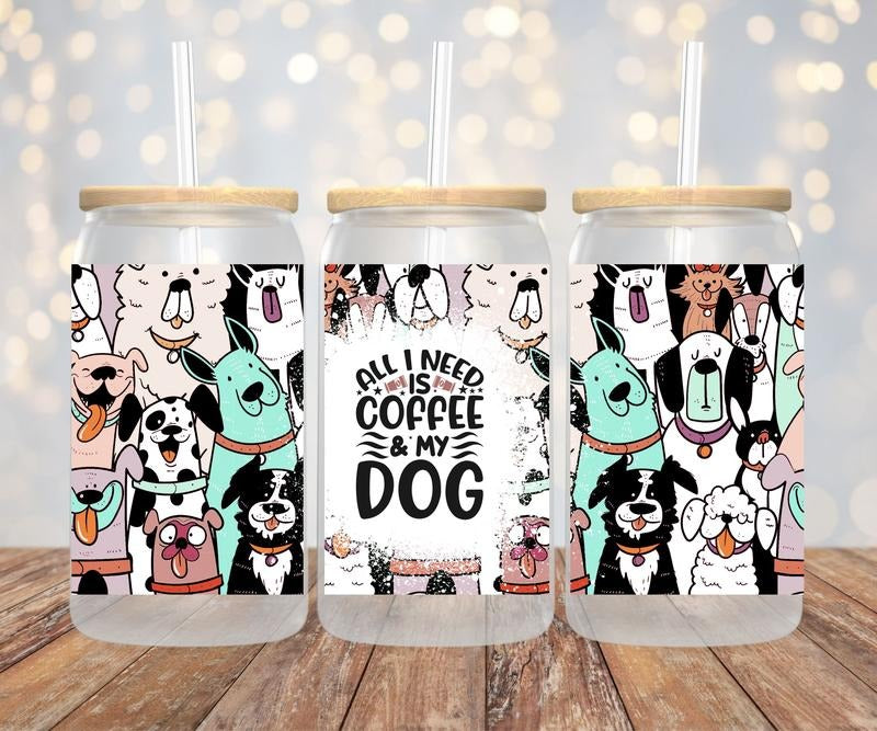 Dogs and coffee 16 oz glass jar tumbler T-Shirts, Hoodie, Sweatshirt | InkThreadWorks.com
