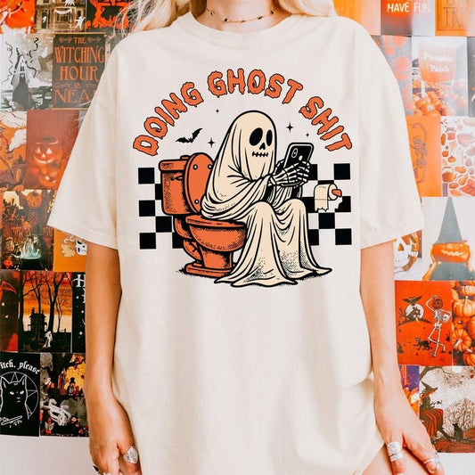 Doing Ghost Shit Shirt Funny, Halloween FUNNY  Shirt Hoodie, Sweatshirt | InkThreadWorks.com
