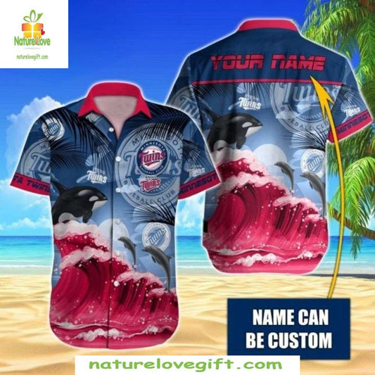 Minnesota Twins Hawaiian Shirt Dolphin Ocean Sky Baseball Apparel