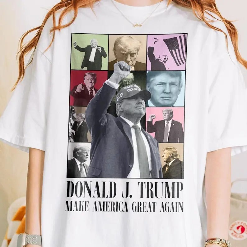 Donald J. Trump Make America Great Again Shirt, Donald Trump Eras Tour Style Shirt, Trump 2024 Shirt, Election Shirt, For Trump Supporter, Make America Great Again, Unisex Classic Cotton  All Sizes, For Men, For Women Menswear Top
