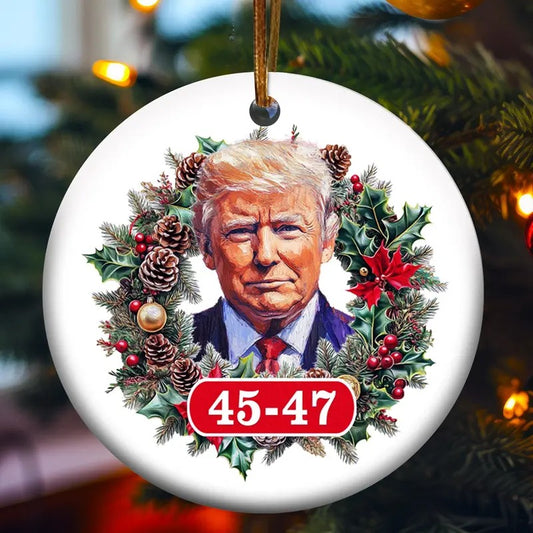 Donald Trump Christmas Ornament, American Pride Ceramic Stone Ornament, Keepsake Gift,