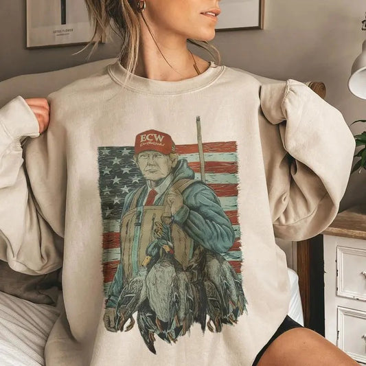 Donald.T Stacks Ducks Sweatshirt, Retro Hunting Sweater, Sweatshirt For Men And Women T-Shirts, Hoodie | InkThreadWorks.com