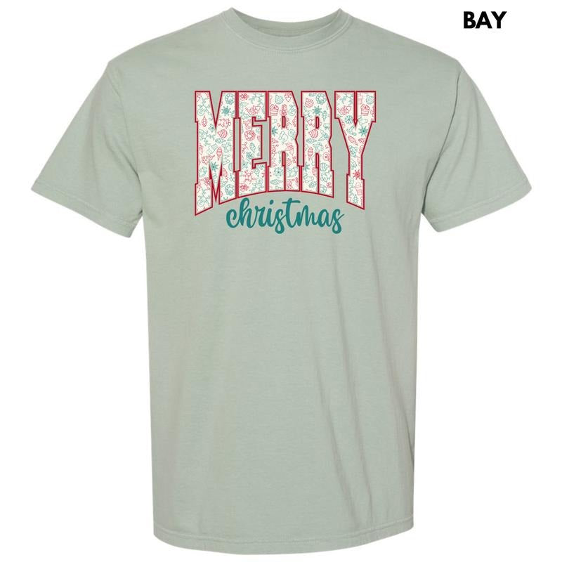 Doodle Merry Christmas Comfort Colors T-Shirt 'NLB' Hoodie, Sweatshirt | InkThreadWorks.com