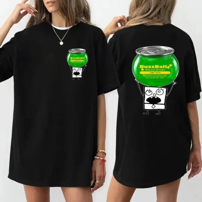 Doodlebob Buzzball 2 Sided T Shirt, Funny Drinking T Shirt, Summer T Shirt, Unisex T Shirt, Unisex Short Sleeve Tee...