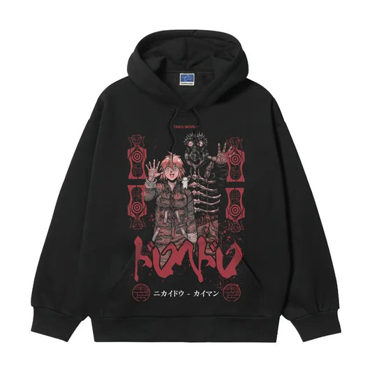 Dorohedoro "Group Photo" Heavyweight Vintage Hoodie Cotton Blend Classic Anime Sweatshirt Menswear Tops Pullover Long Sleeve Casual Biker Black Halloween Oversize Oversized Crewneck