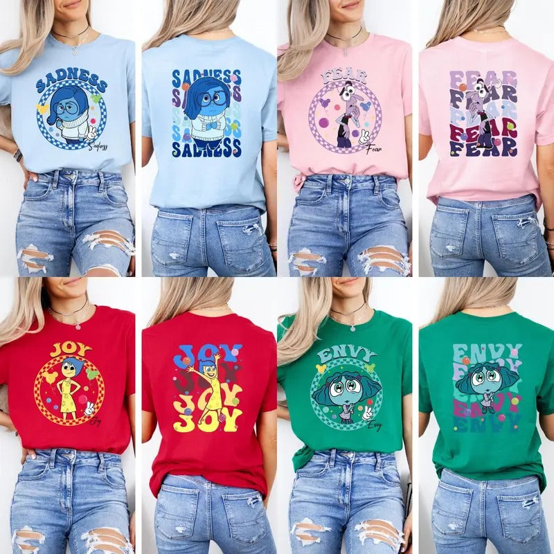 Double Sided Inside Out Character Shirt, Custom Inside Out T-shirt, Inside Out 2 Movie Shirt, Choose Your Character, Emotional Tees