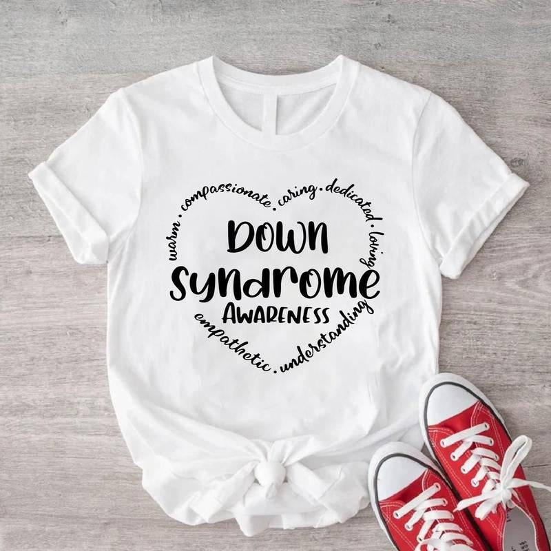 Down Syndrome Awareness Heart Shirt, Extra Chromosome 3 21 T-Shirt, World Down Syndrome Tee, T21 Shirt, Blue Yellow...