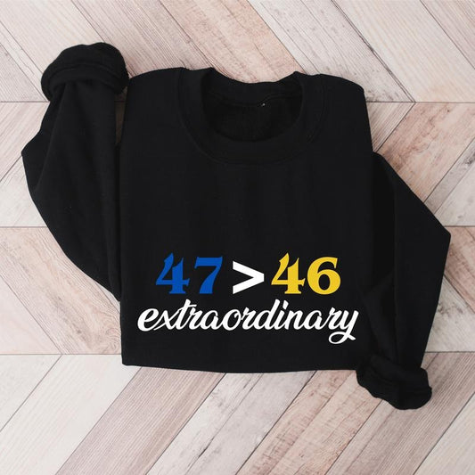 Down Syndrome Awareness Sweatshirt, 47>46 Hoodie, Unisex Extra Chromosome Sweatshirt, Matching Down Syndrome Day, Blue...