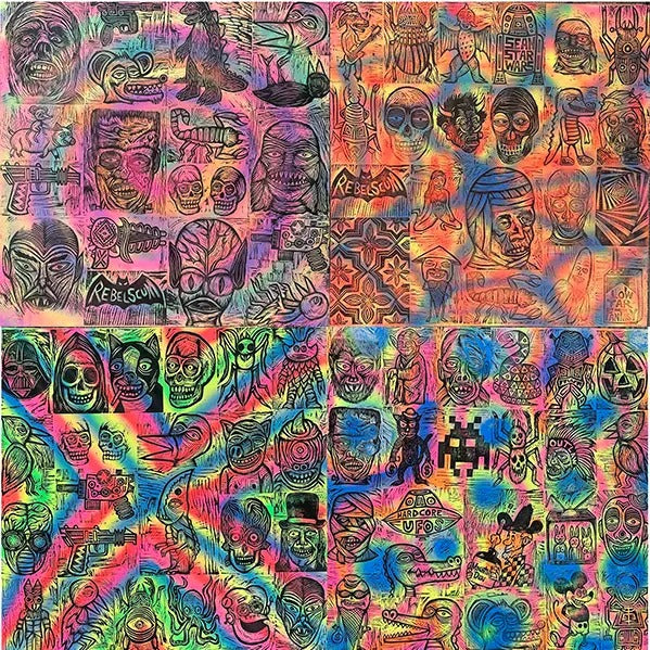 Dozens of Woodcuts Printed on Spray Painted Wooden Panels T-Shirts, Hoodie, Sweatshirt | InkThreadWorks.com