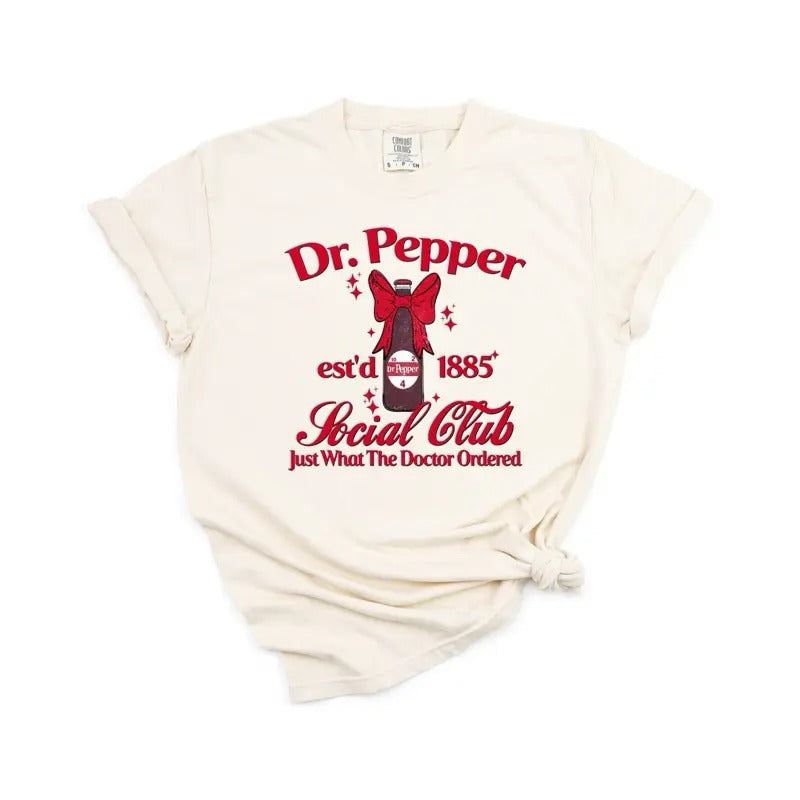 Dr. P Soda bow social club  | ivory comfort colors t shirt Hoodie, Sweatshirt | InkThreadWorks.com