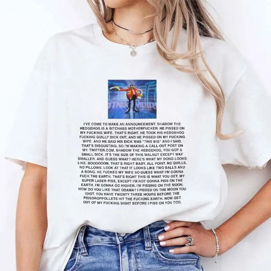 Dr Eggman Shadow The Hedgeh0g Is A B1tchass Motherfcker T Shirt, Funny Dumb T-Shirt, Meme Shirt, Menswear Womenswear Streetwear, Graphic Movie Shirt