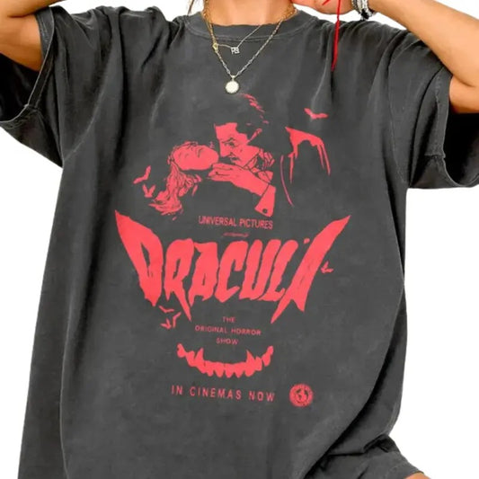 Dracula The Original Horror Show In Cinemas Now Anime Shirt, Vintage Tee Shirts, Cotton Unisex T-shirt, Crew Neck, Size S- 3XL, Menswear Top, Womenswear Top Underwear Streetwear