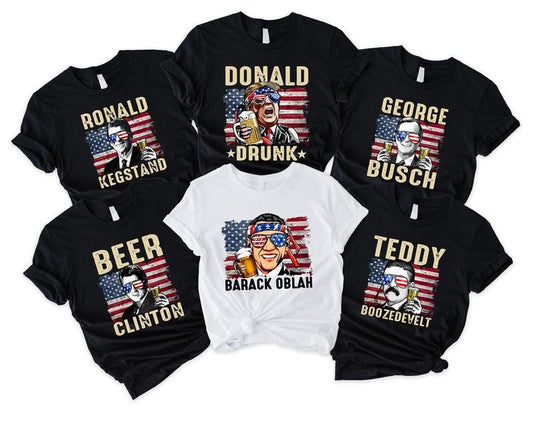 Drinking Presidents Shirt, Bachelorette Party T-shirt, Funny 4th Of July Tee, Unisex Drunk Presidents Short Sleeve,...