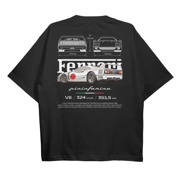 Drive in Style: Car-Themed T-Shirts, F40 BluePrint T-Shirt, F40 BluePrint Technical Specs Shirt, Ride the Style, Racing...