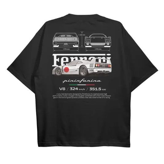 Drive in Style: Car-Themed T-Shirts, F40 BluePrint T-Shirt, F40 BluePrint Technical Specs Shirt, Ride the Style, Racing...