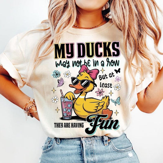 Ducks Not in a Row But They're Having Funs Sarcastic Unisex Shirt, Snarky Funny Mental Health Shirt Tee, Trendy Sarcasm...
