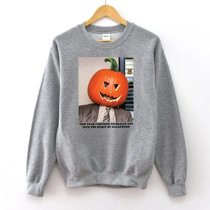 Dwi.ght Pumpkin Head Sweatshirt, Pumpkin Head Crewneck, Funny The Office Halloween Pullover Shirt, Funny Halloween Shirt...