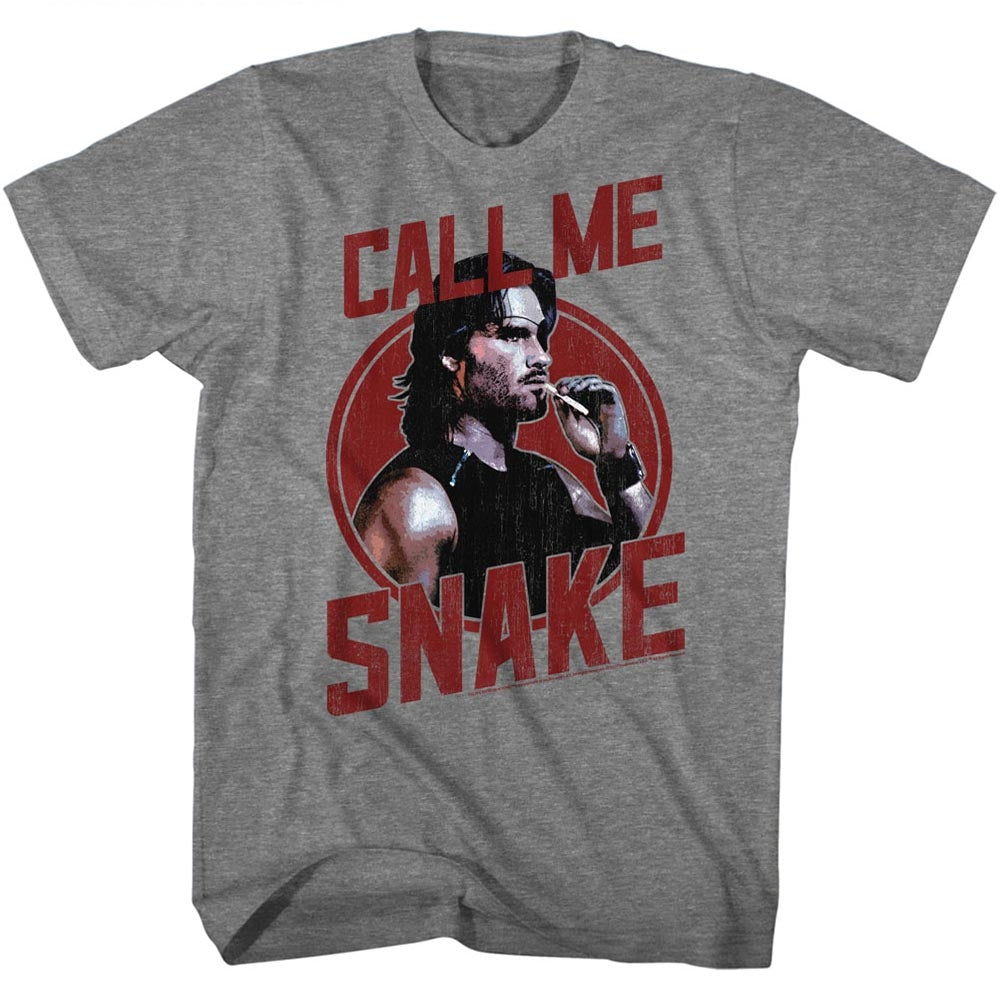 Escape From New York Mens S/S T-Shirt - Call Me Snake - Heather Graphite Heather