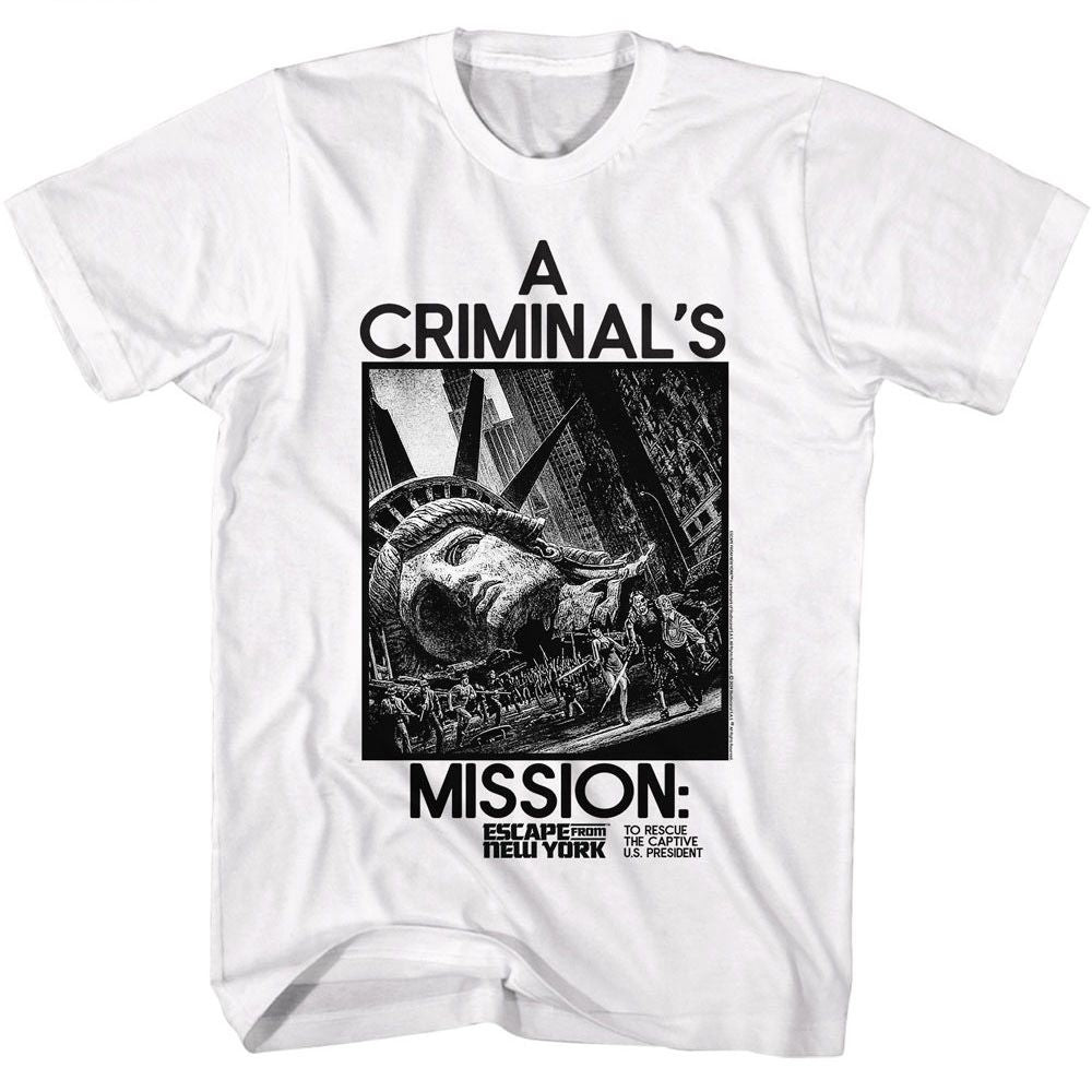 Escape From New York - A Criminals Mission - American Classics - Solid White Adult Short Sleeve T-Shirt