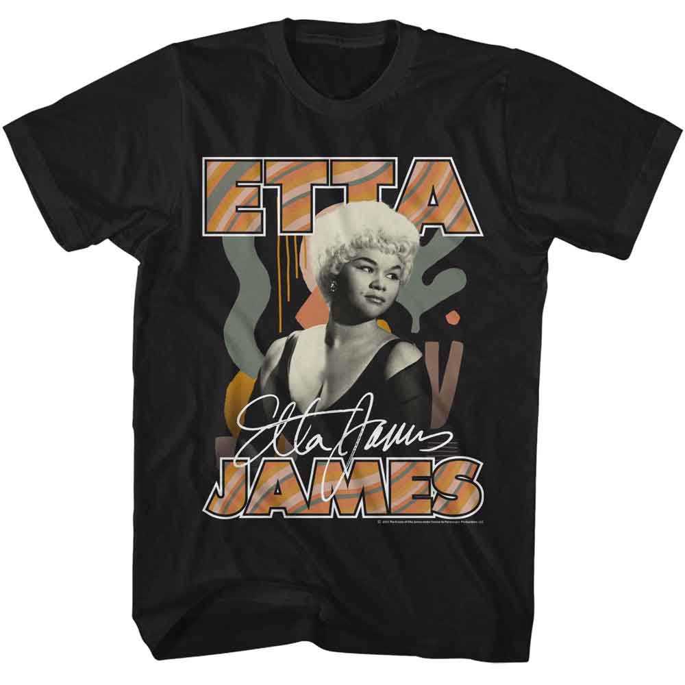 Etta James - Portrait And Shapes - American Classics - Solid Black Adult Short Sleeve T-Shirt