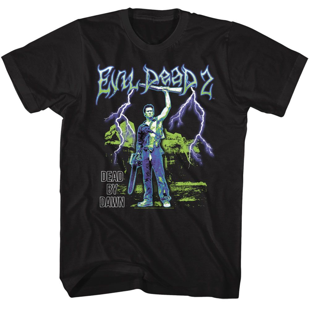 Evil Dead - Lightning - American Classics - Solid Black Adult Short Sleeve T-Shirt