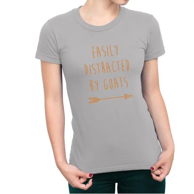 Easily Distracted By Goats Farm Women's T-Shirt Casual Comfort Hoodie, Sweatshirt | InkThreadWorks.com