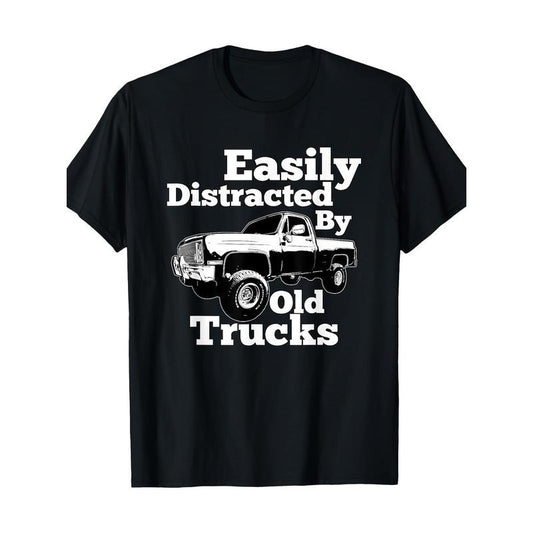 Easily Distracted By Old Trucks Square Body Squarebody T-Shirt Made in USA Hoodie, Sweatshirt | InkThreadWorks.com