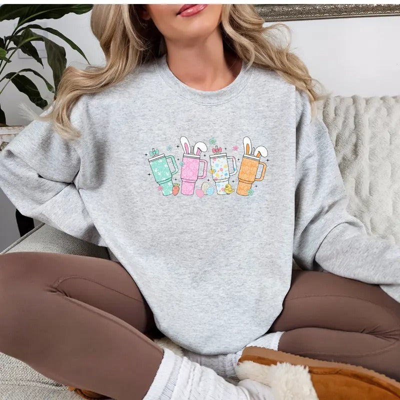 Easter Bunny Cup Sweatshirt, Easter Cup, Easter Bunny T-Shirt, Easter Cup Shirt Hoodie | InkThreadWorks.com