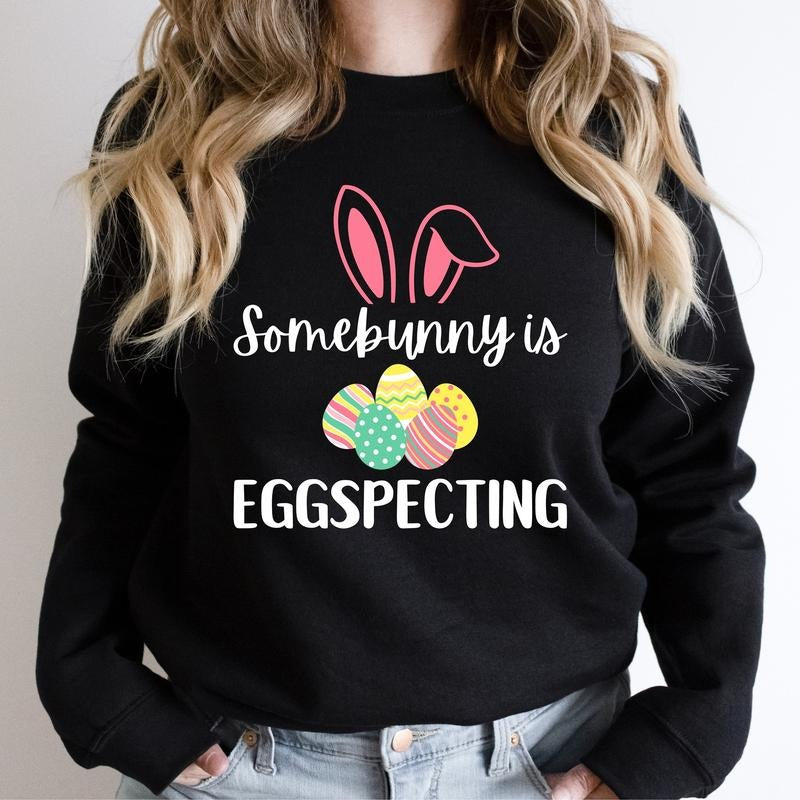 Easter Pregnancy Announcement Sweatshirt, Spring Baby Reveal Hoodie, Maternity Sweatshirt, Pregnant Wife Gift Sweater For...