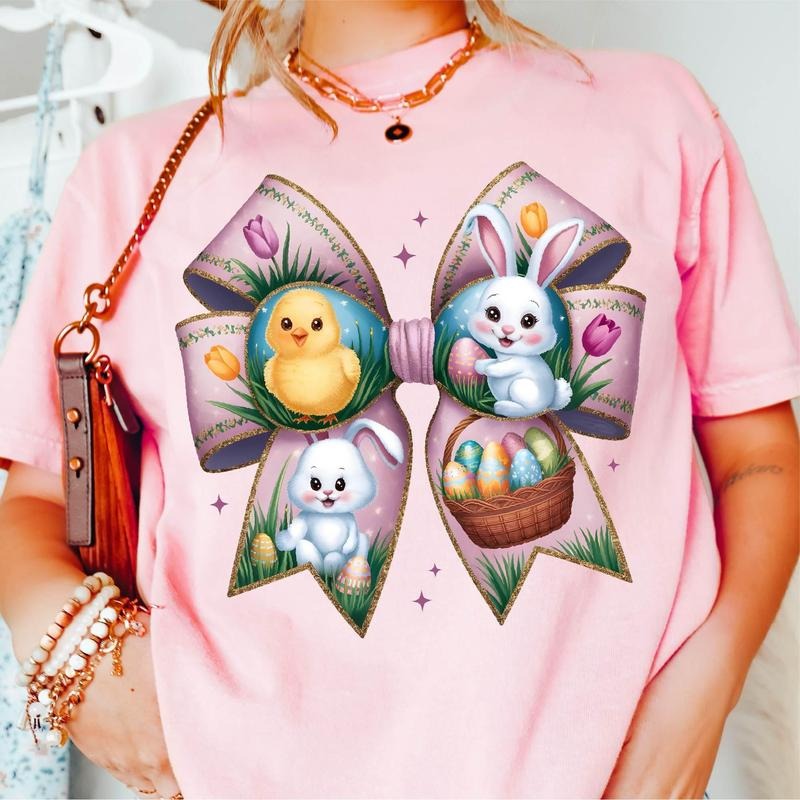 Easter T-Shirt, Easter Day T-Shirt, Retro Easter Bunny , Bible Verse, Coquette Easter T-Shirt, Mother's Day Gifts Hoodie,...