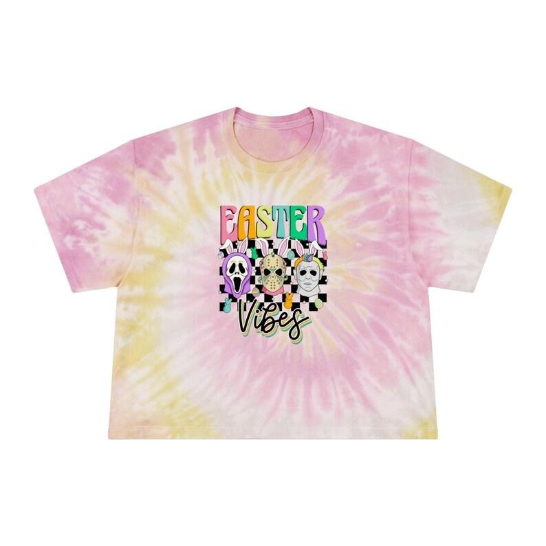 Easter Vibes Tie-Dye Crop Tee, Easter Shirt, Spooky Easter Shirt, Spooky Shirt, Halloween Easter Shirt, Womens Easter...