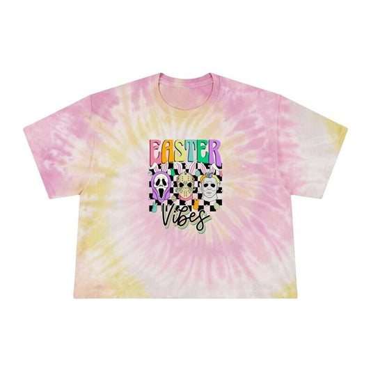 Easter Vibes Tie-Dye Crop Tee, Easter Shirt, Spooky Easter Shirt, Spooky Shirt, Halloween Easter Shirt, Womens Easter...