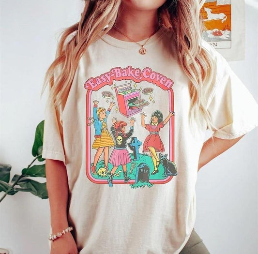 Easy Bake Coven 90s Horror Movie Fan Oversized Vintage T Shirt, Halloween Tee