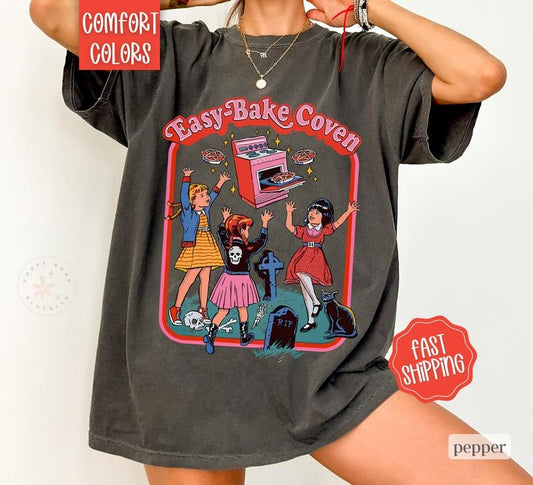 Easy Bake Coven Shirt Comfort Colors, 90s Horror Fan Shirt, Oversized Graphic Tshirt, Vintage Tshirts, Halloween Tshirt