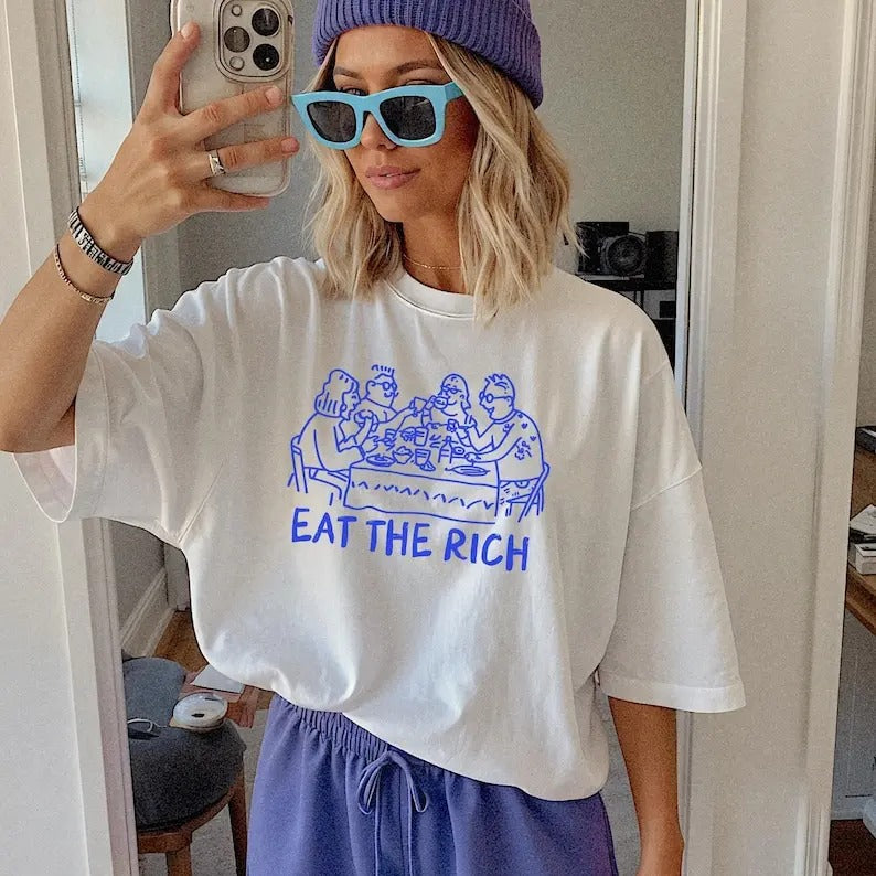 Eat the Rich Doodle Aesthetic Minimalist Shirt Eattherich Feminist Shirt Liberal Shirts Socialist Leftist Plus Size...