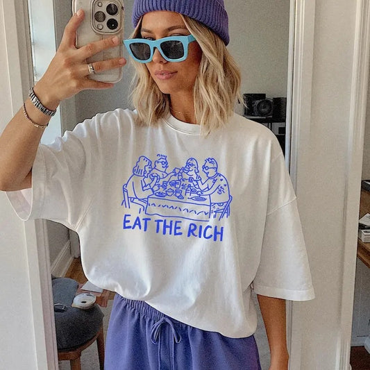 Eat the Rich Doodle Aesthetic Minimalist Shirt Eattherich Feminist Shirt Liberal Shirts Socialist Leftist Plus Size...