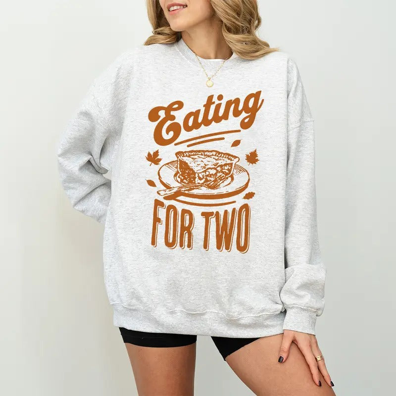 Eating for Two Thanksgiving Pregnancy Announcement Shirt, Thanksgiving Pregnancy Reveal, Fall Baby announcement Shirt,...