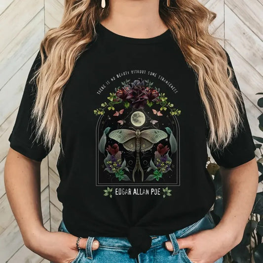 Edgar Allen P0e shirt, dark academia bookish gift for her, night garden literary quote, fairycore gothic merch, dark...