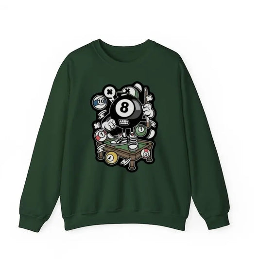 Eight Ball Sweatshirt Pockets Sweatshirt Casual Street Style Fleece Fabric Crewneck Pullover Sweatshirt Tops Trendy for...