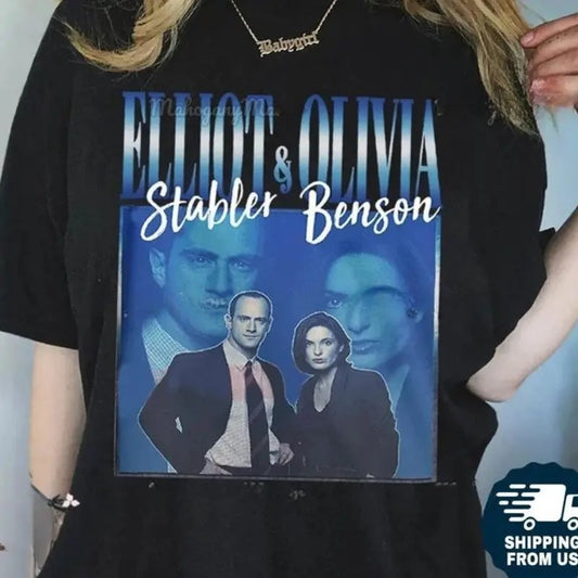 Elliot Stabler And Olivia Benson Shirt, Elliot And Olivia Unisex Shirt, Elliot And Olivia Graphic Tshirt, SVU Tshirt, Birthday Gift, Vintage graphic tee, gift for fan, gift for him, gift for her menswear top