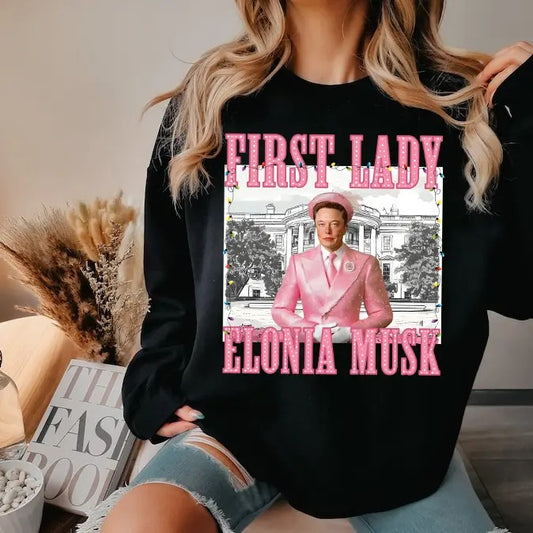 Elonia Mu.sk First Lady Christmas 2024 shirt - Unisex Heavy Cotton Tee Basic Hoodie, Sweatshirt | InkThreadWorks.com