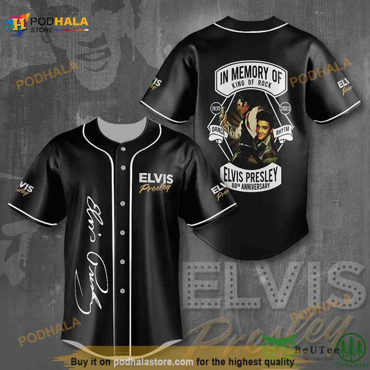 Elvis Presley 88th Anniversary Black 3D Baseball Jersey Shirt
