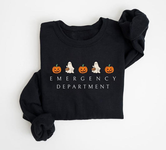 Emergency Department Halloween Sweatshirt, Halloween ER Nurse, Emergency Dept Sweater, ED ER Emergency Room Doctor Staff,...