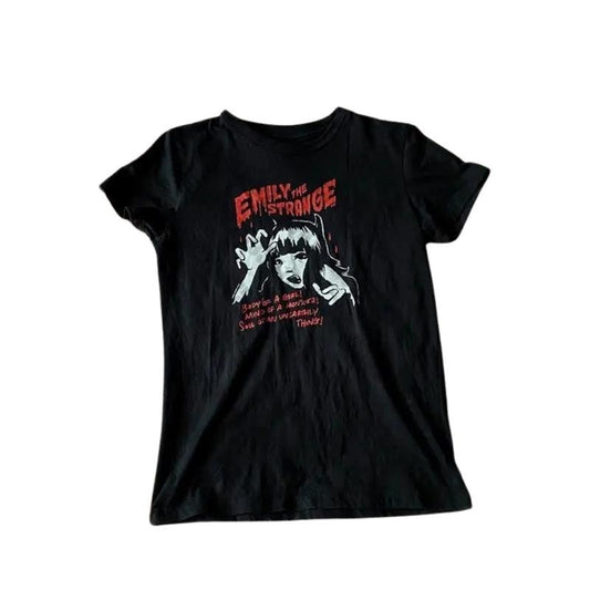 Emily Strange Cat Baby Tee, Emo Scene 2000s Clothes, Emo Girl Cat Baby Tee, Women Fitted T-Shirt, Y2k Top Women...