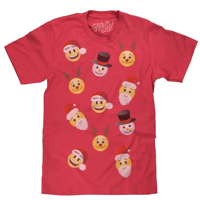 Emoji Holiday Party T-Shirt - Red Hoodie, Sweatshirt | InkThreadWorks.com