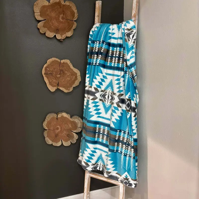 Envy Stylz Boutique Bailey Lightweight Throw Blanket 60x80" Ultra-Soft 100% Polyester -Turquoise Comfy Blanket