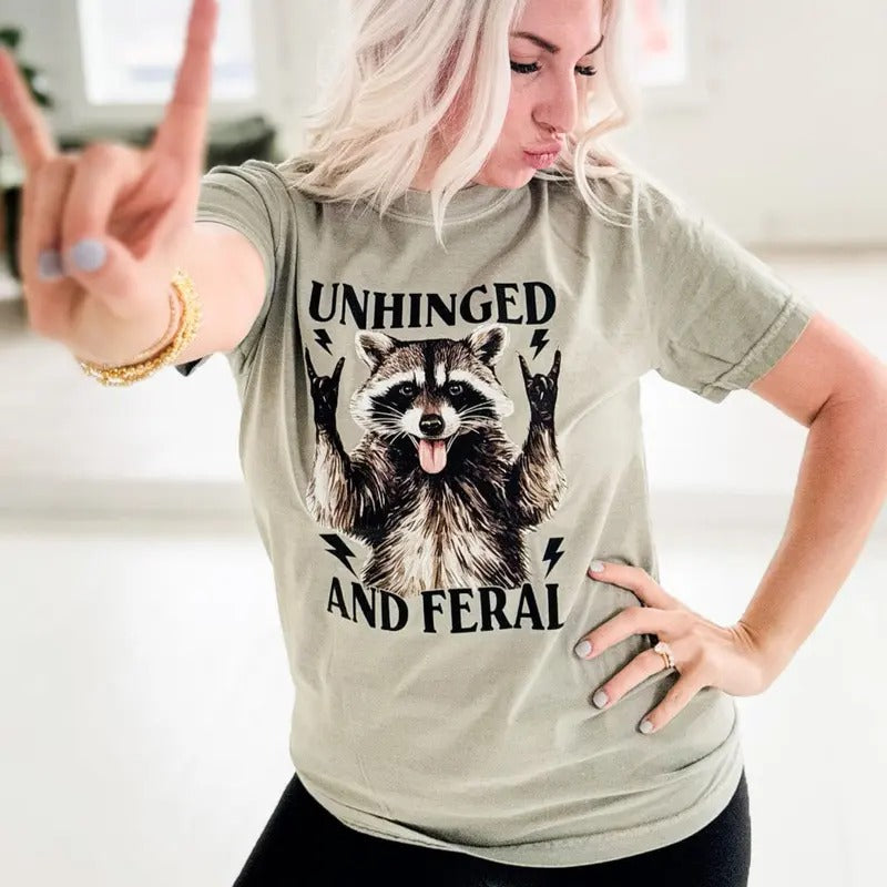 Envy Stylz Boutique Unhinged And Feral Raccoon Graphic T-Shirt Unisex Fit - Tee - Funny Shirt