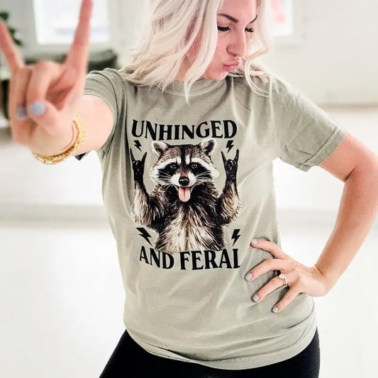 Envy Stylz Boutique Unhinged And Feral Raccoon Graphic T-Shirt Unisex Fit - Tee - Funny Shirt