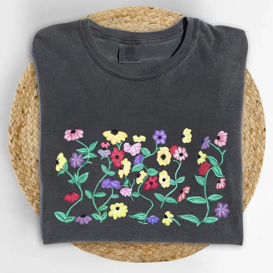 Eras Piano Flowers Comfort Colors Shirt, Piano Floral Graphic Tee, Watercolor Wildflowers Unhinged Tees, Nature Lovers Oversized T-shirt